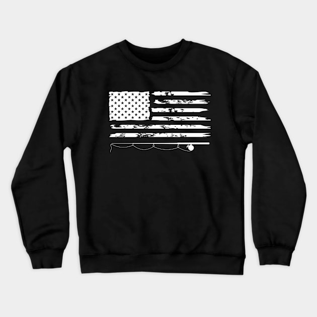 America flag and fishing rod Crewneck Sweatshirt by Crazy.Prints.Store